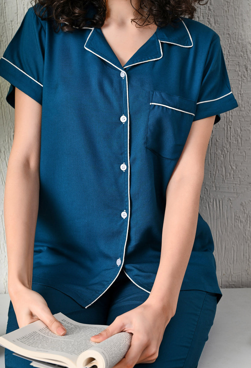 Ichaa Premium Rayon LoungeWear Set- Teal