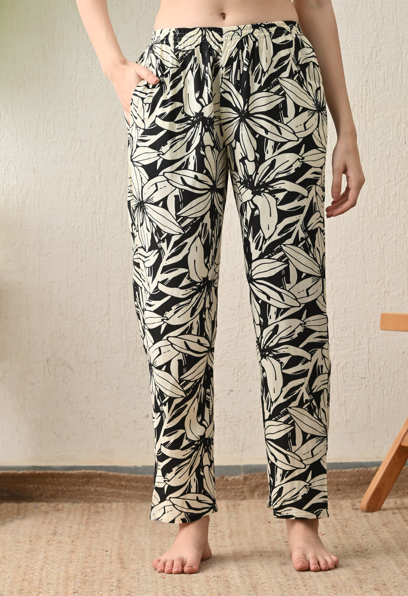 Ichaa Premium Rayon LoungeWear Set- Black