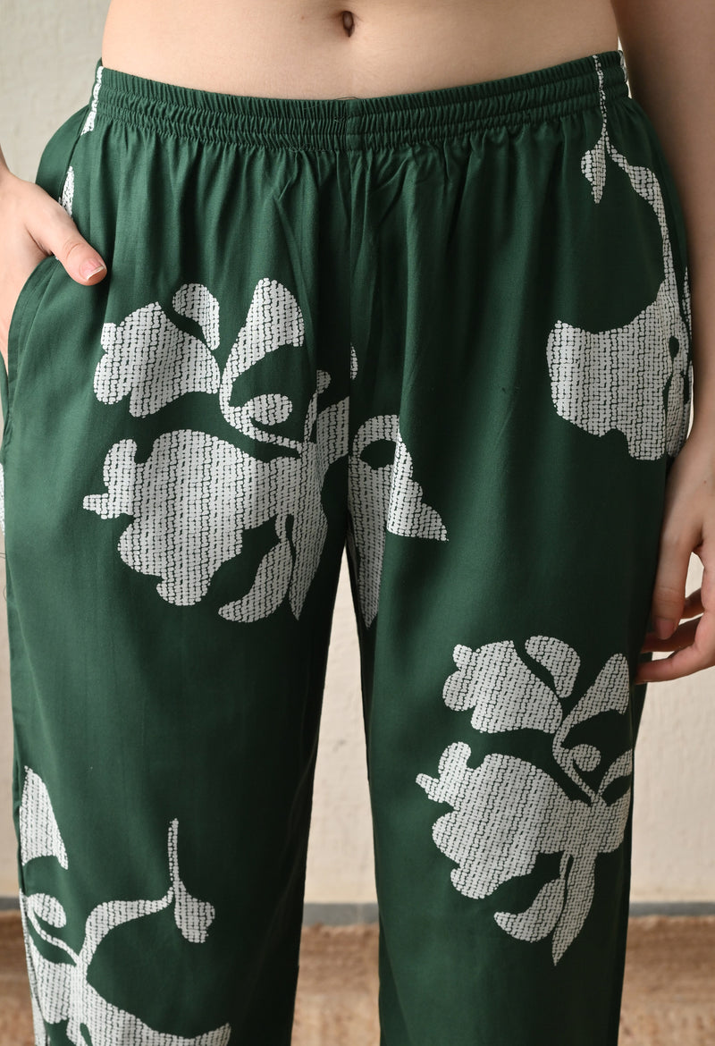 Ichaa Premium Rayon LoungeWear Set- Green