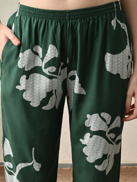 Ichaa Premium Rayon LoungeWear Set- Green