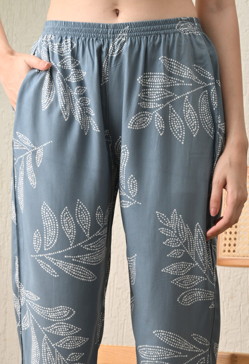 Ichaa Premium Rayon LoungeWear Set- Grey