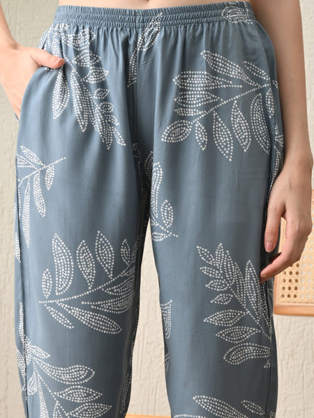 Ichaa Premium Rayon LoungeWear Set- Grey