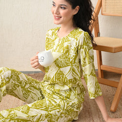 Ichaa Premium Rayon LoungeWear Set- Lime