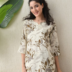 Ichaa Premium Rayon LoungeWear Set- Cream