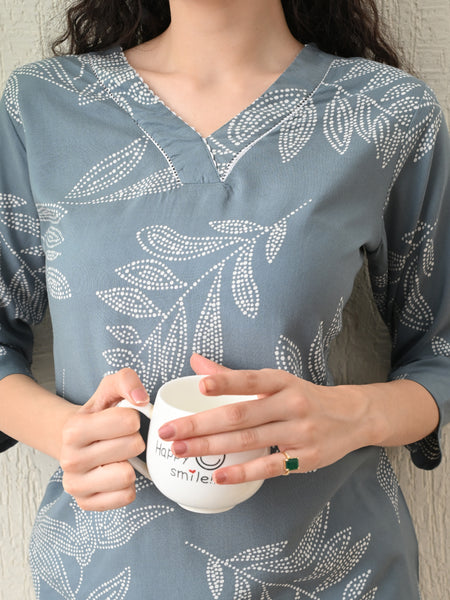 Ichaa Premium Rayon LoungeWear Set- Grey