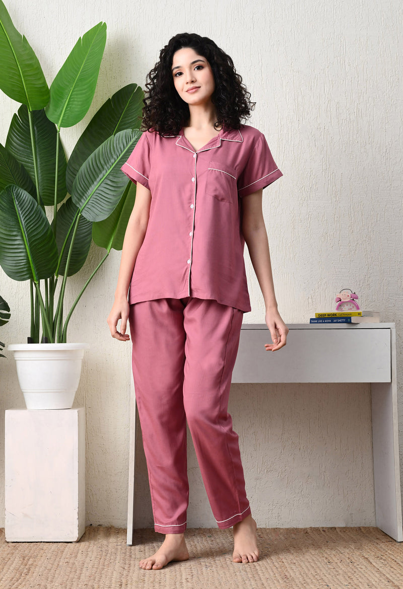 Ichaa Premium Rayon LoungeWear Set- Peach