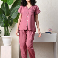 Ichaa Premium Rayon LoungeWear Set- Peach