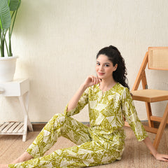 Ichaa Premium Rayon LoungeWear Set- Lime