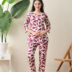 Ichaa Premium Rayon LoungeWear Set-Cream