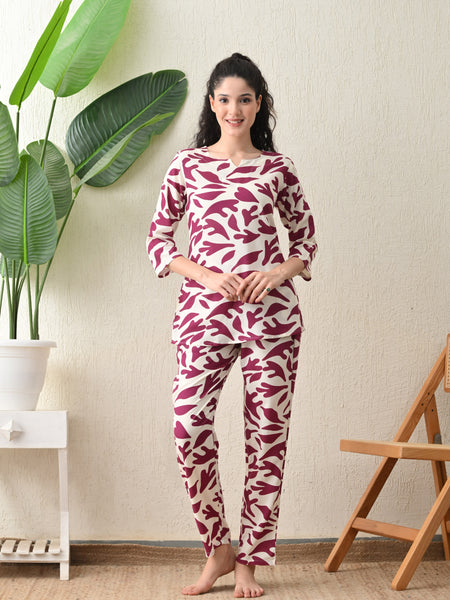 Ichaa Premium Rayon LoungeWear Set-Cream