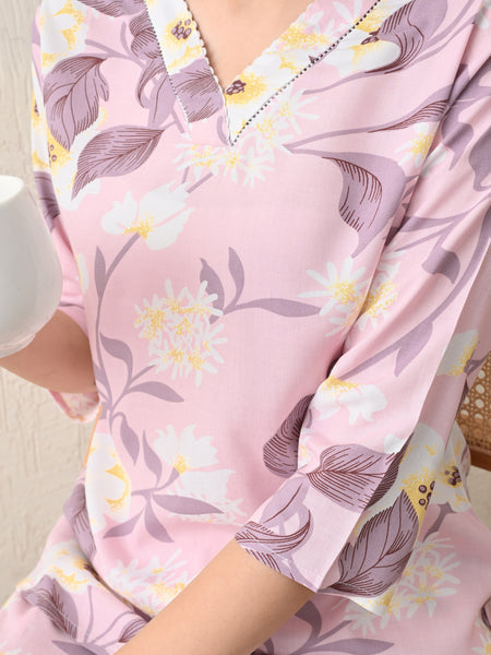 Ichaa Premium Rayon LoungeWear Set- Lavender