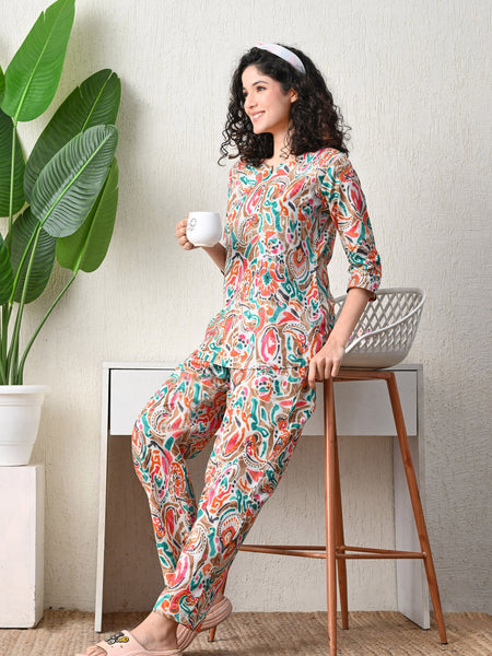 Premium Rayon Printed Night Suit