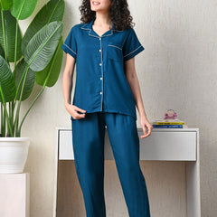 Ichaa Premium Rayon LoungeWear Set- Teal