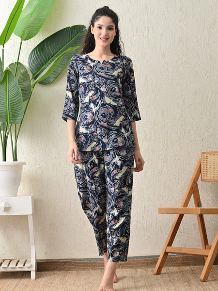 Ichaa Premium Rayon LoungeWear Set- Multicolor