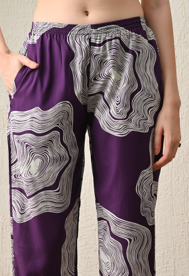 Ichaa Premium Rayon LoungeWear Set- Purple