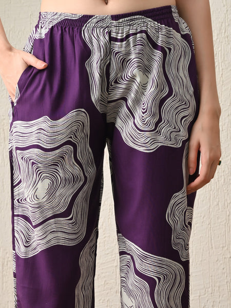 Ichaa Premium Rayon LoungeWear Set- Purple