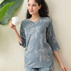 Ichaa Premium Rayon LoungeWear Set- Grey