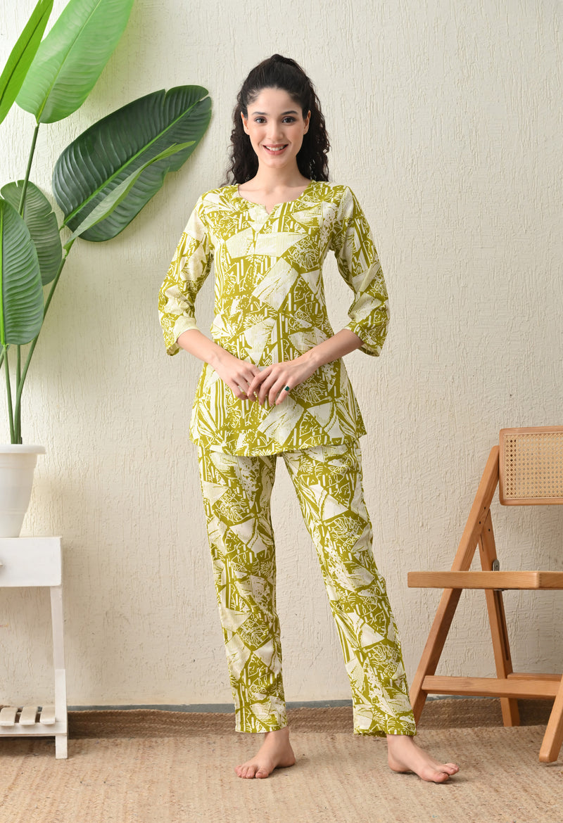 Ichaa Premium Rayon LoungeWear Set- Lime