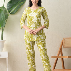 Ichaa Premium Rayon LoungeWear Set- Lime