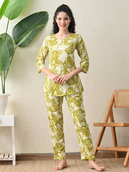 Ichaa Premium Rayon LoungeWear Set- Lime