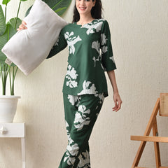 Ichaa Premium Rayon LoungeWear Set- Green