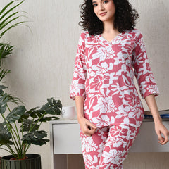 Ichaa Premium Rayon LoungeWear Set- Peach