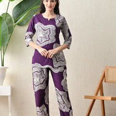 Ichaa Premium Rayon LoungeWear Set- Purple