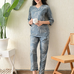 Ichaa Premium Rayon LoungeWear Set- Grey