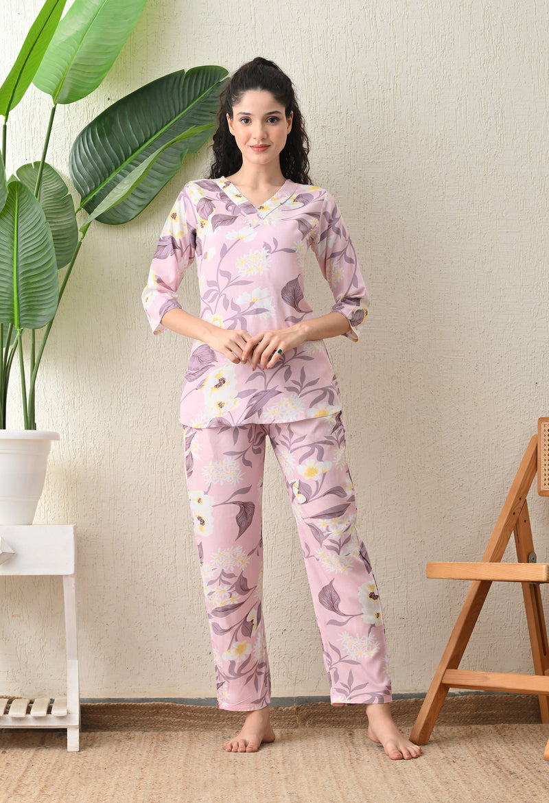 Ichaa Premium Rayon LoungeWear Set- Lavender