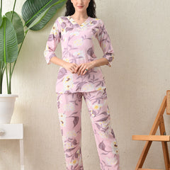 Ichaa Premium Rayon LoungeWear Set- Lavender