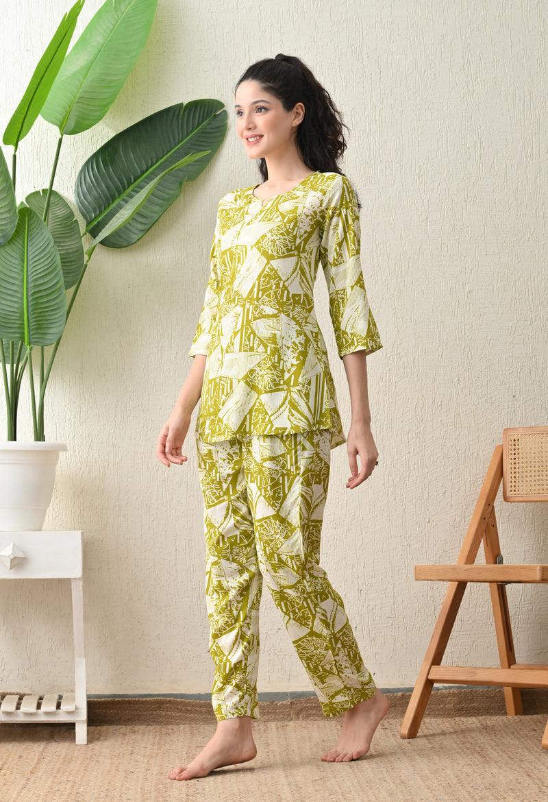 Ichaa Premium Rayon LoungeWear Set- Lime